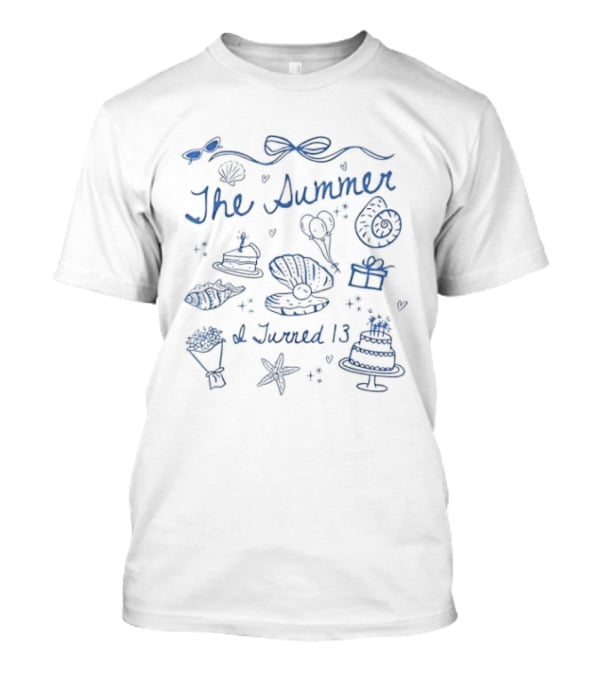 The Summer I Turned 13 Coastal Seashell Birthday Bow T-Shirt