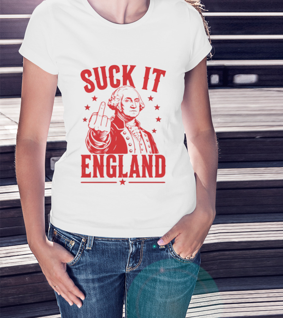 Suck It England George Washington Middle Finger Gesture T-Shirt