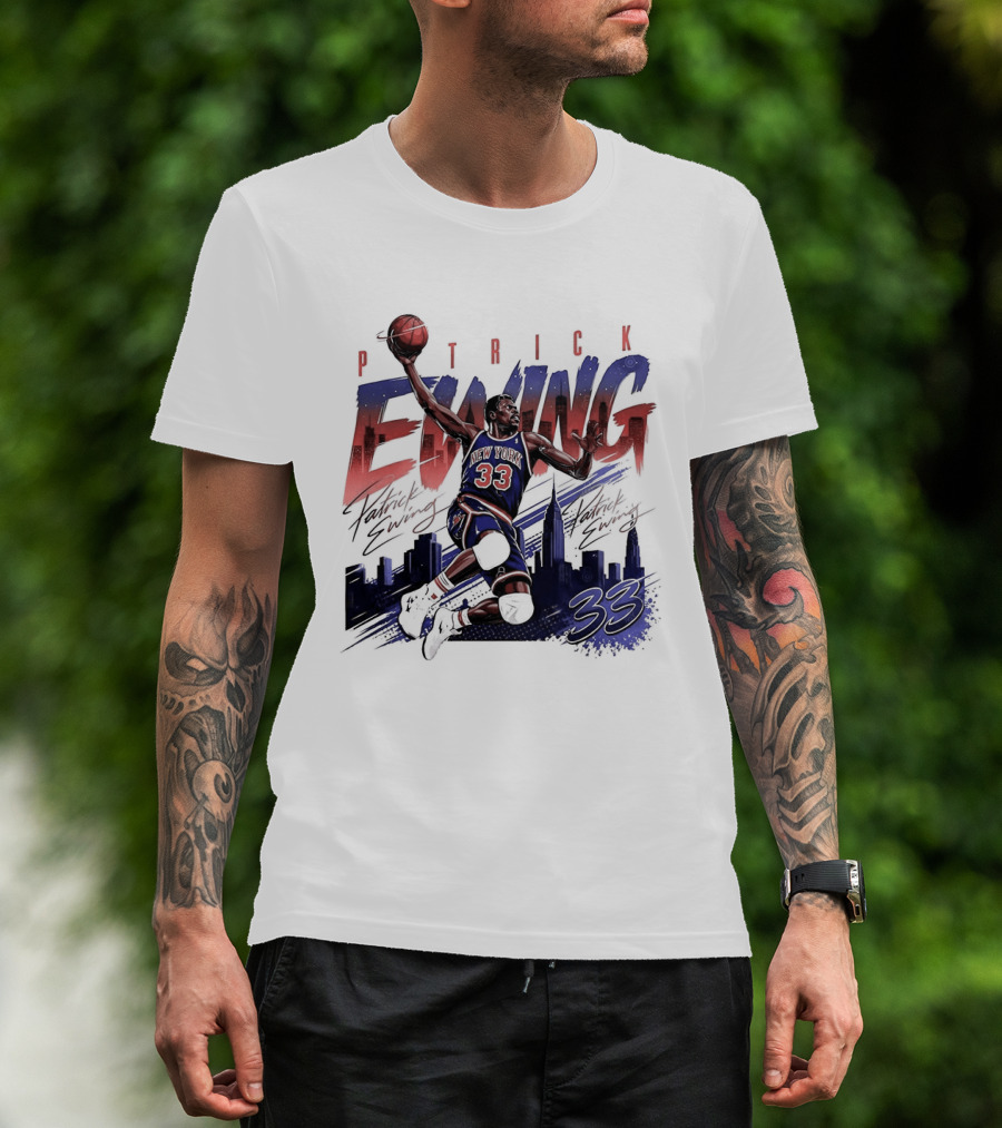 Patrick Ewing New York Knicks Skyline 33 T-Shirt