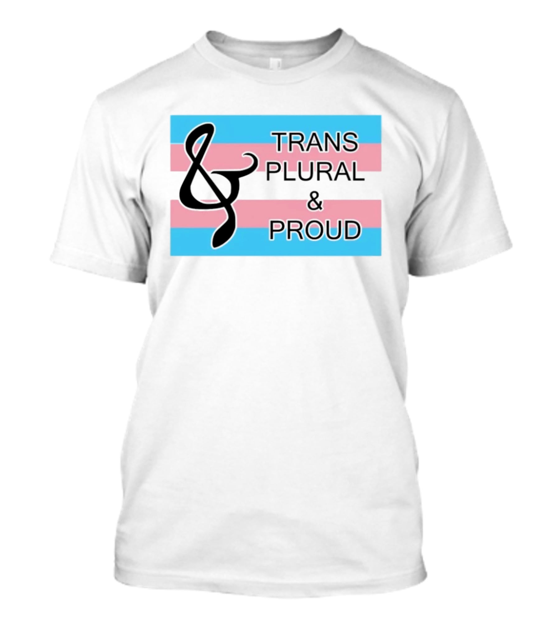 Trans Plural And Proud Treble Clef Pink Blue Flag T-Shirt