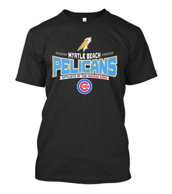 Myrtle Beach Pelicans Affiliate Of The Chicago Cubs Logo Featuring Pelican And Cubs T-Shirt