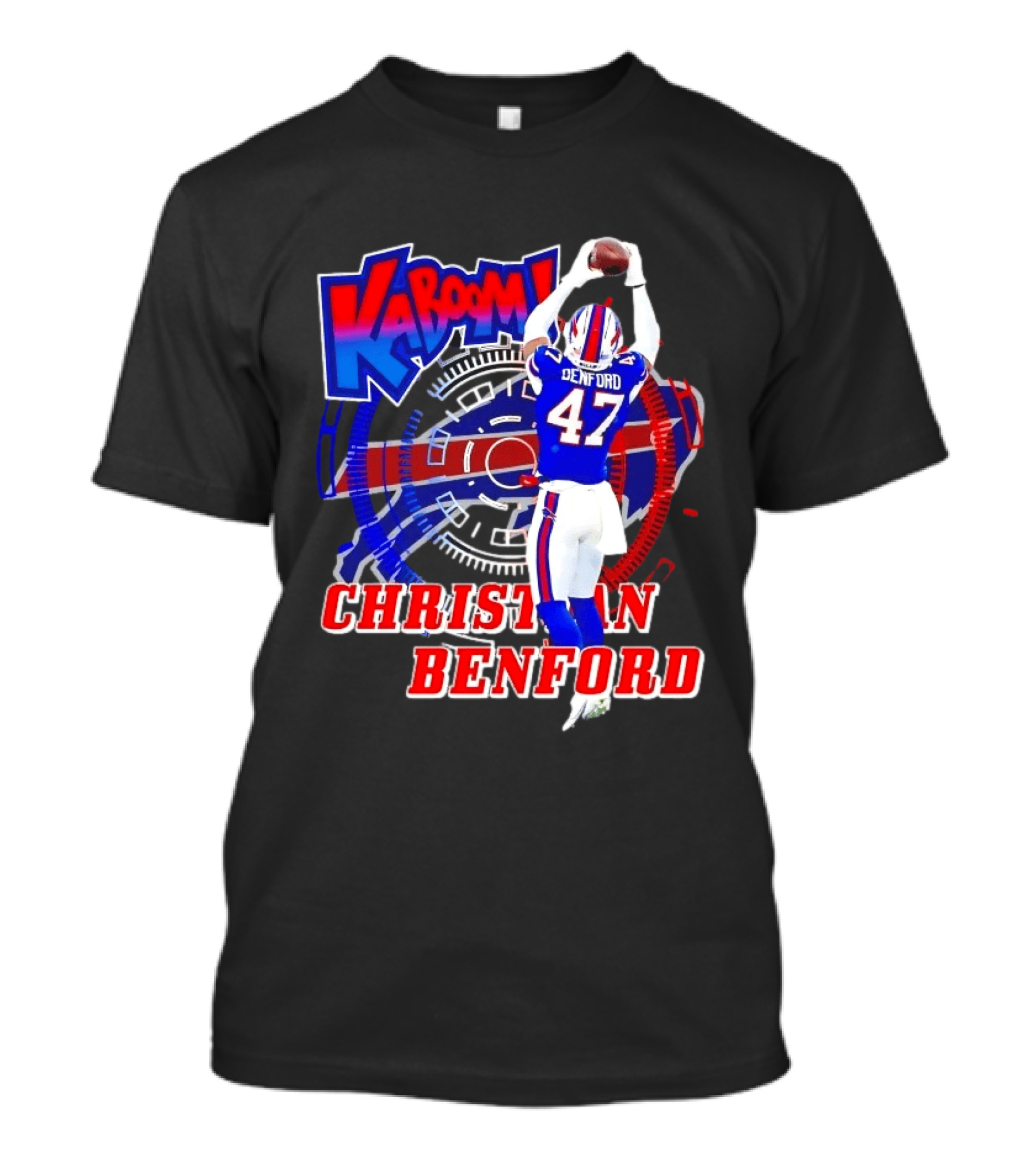 Kaboom Christian Benford 47 Buffalo Bills Football T-Shirt