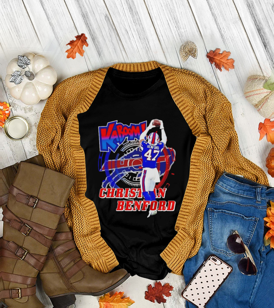 Kaboom Christian Benford 47 Buffalo Bills Football T-Shirt