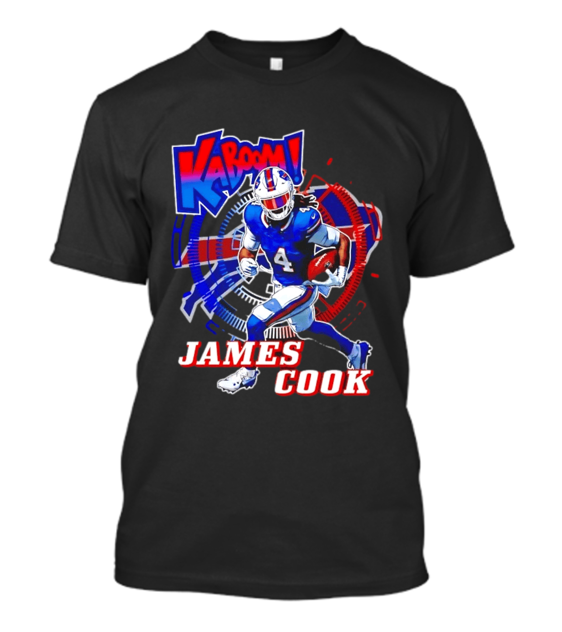Kaboom James Cook Buffalo Bills Football Action Explosion T-Shirt