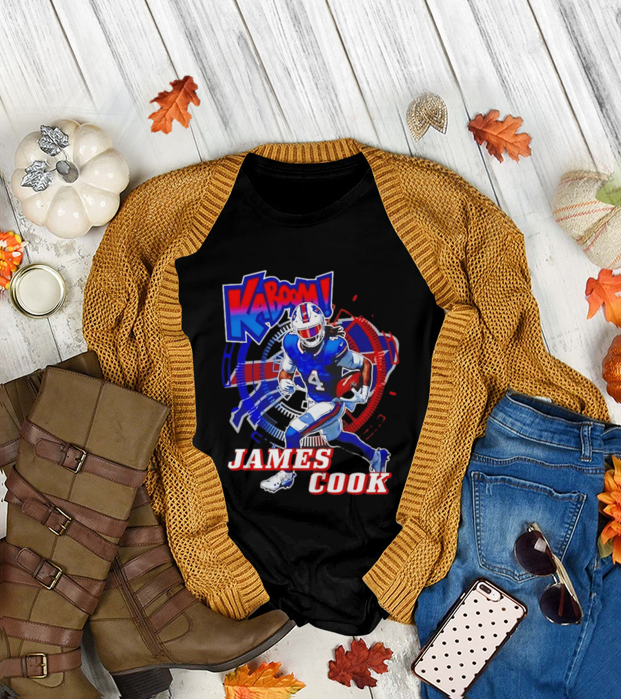 Kaboom James Cook Buffalo Bills Football Action Explosion T-Shirt