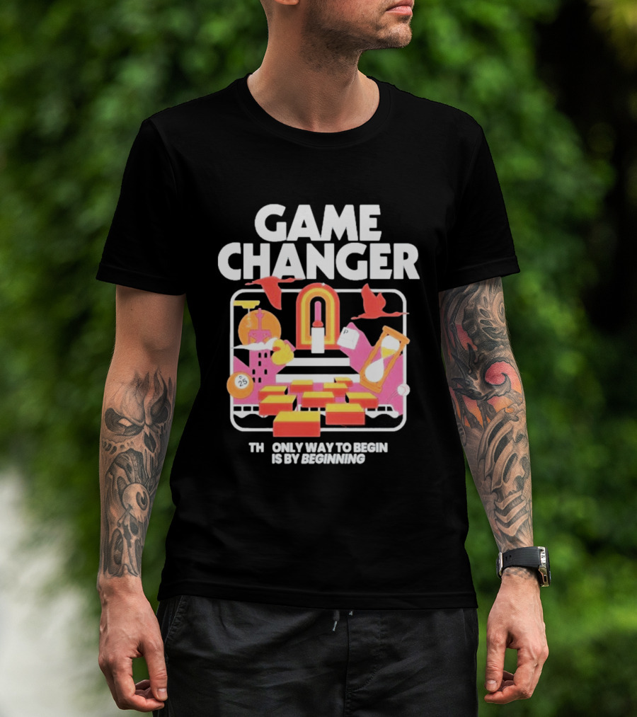 Game Changer The Only Way To Begin Is By Beginning Retro Icons And Symbols Collection T-Shirt