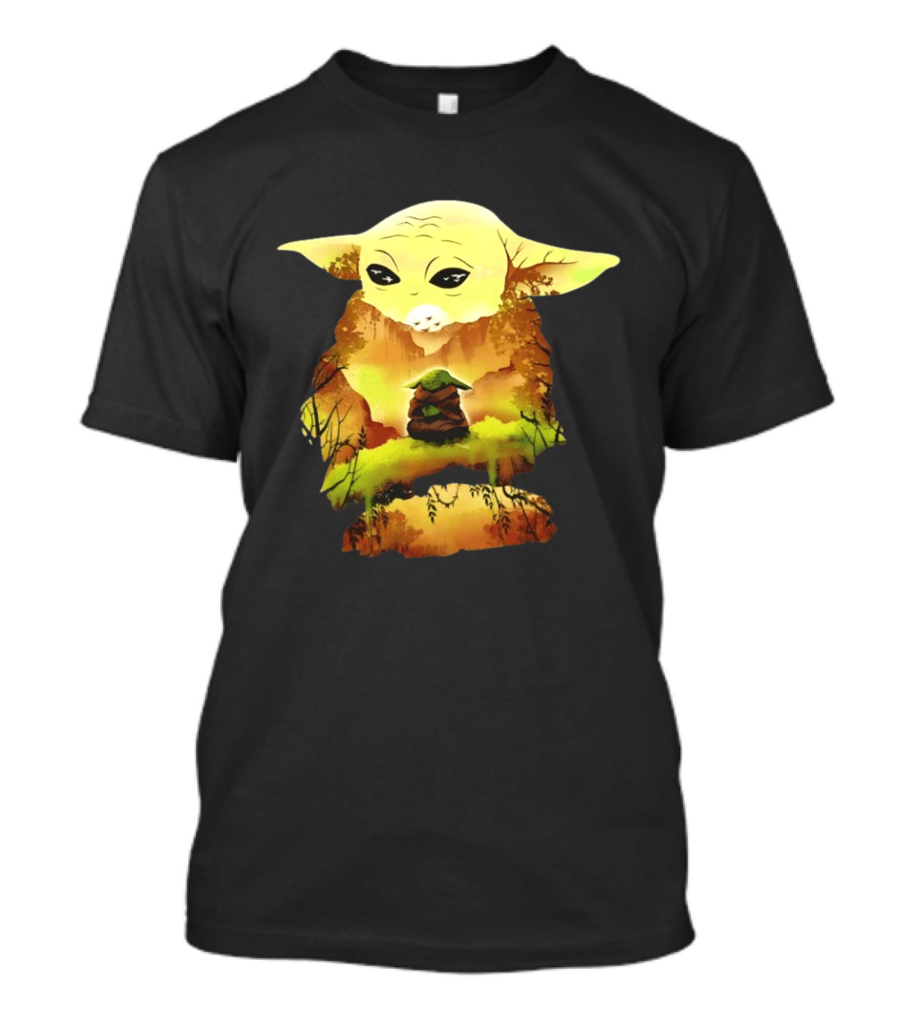 Grogu Meditates In Serene Forest Scene T-Shirt