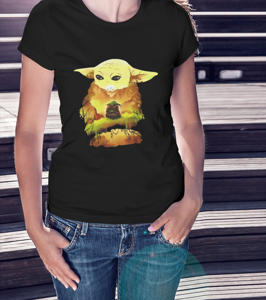 Grogu Meditates In Serene Forest Scene T-Shirt