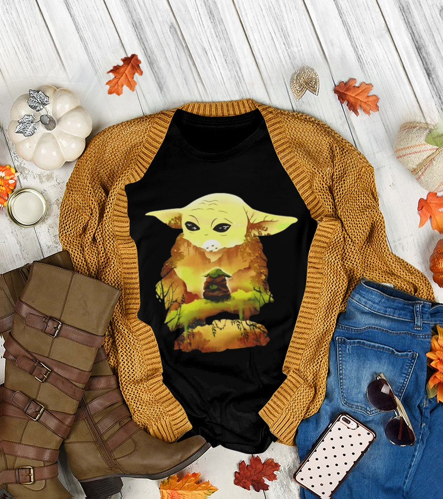 Grogu Meditates in Serene Forest Scene T-Shirt