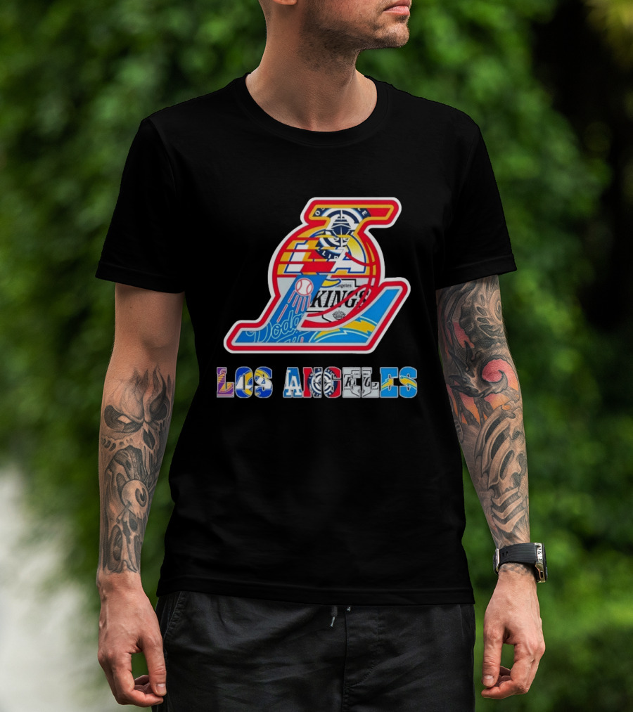 Los Angeles Lakers Dodgers Kings Chargers Sports Teams Logos T-Shirt