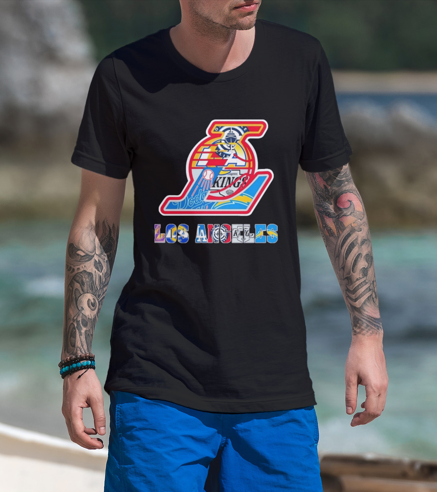 Los Angeles Lakers Dodgers Kings Chargers Sports Teams Logos T-Shirt