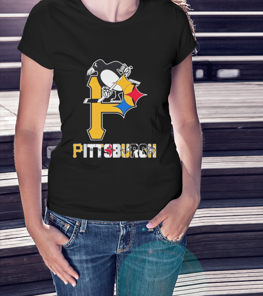 Pittsburgh Pirates Penguins Steelers Sports Teams Collaboration T-Shirt