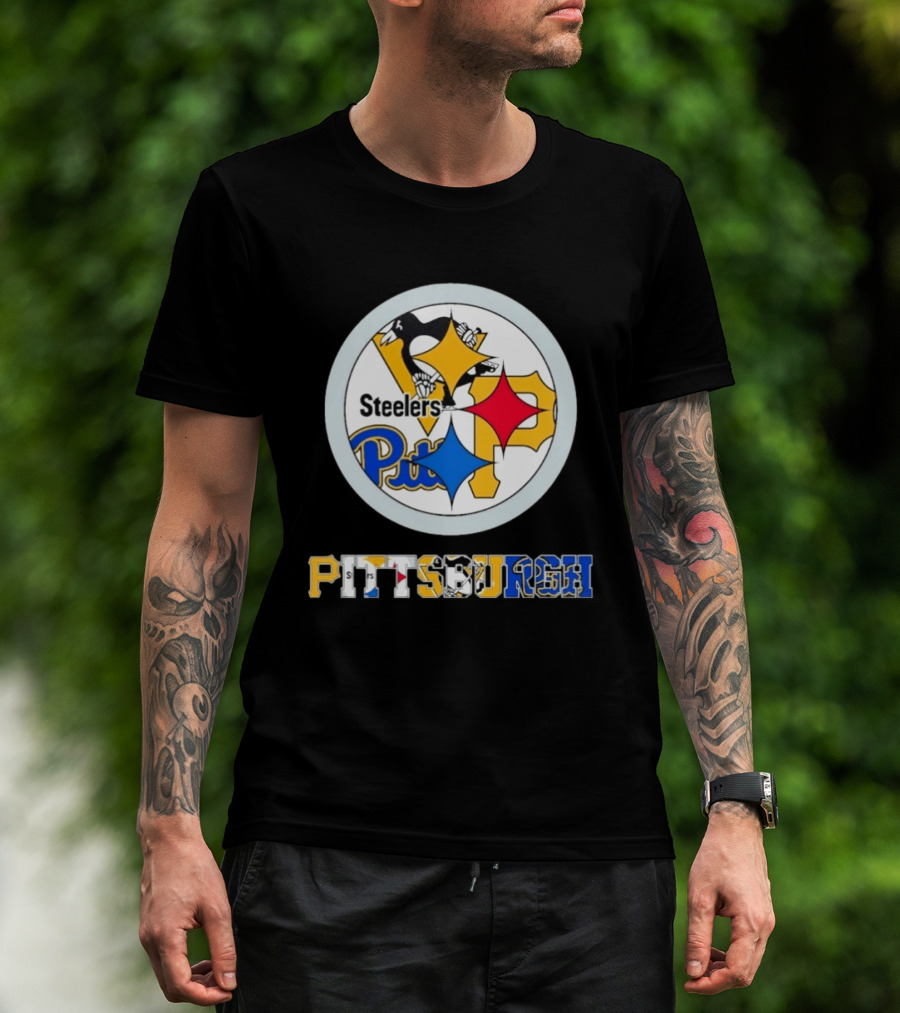Pittsburgh Steelers Penguins Pirates Teams Logos T-Shirt