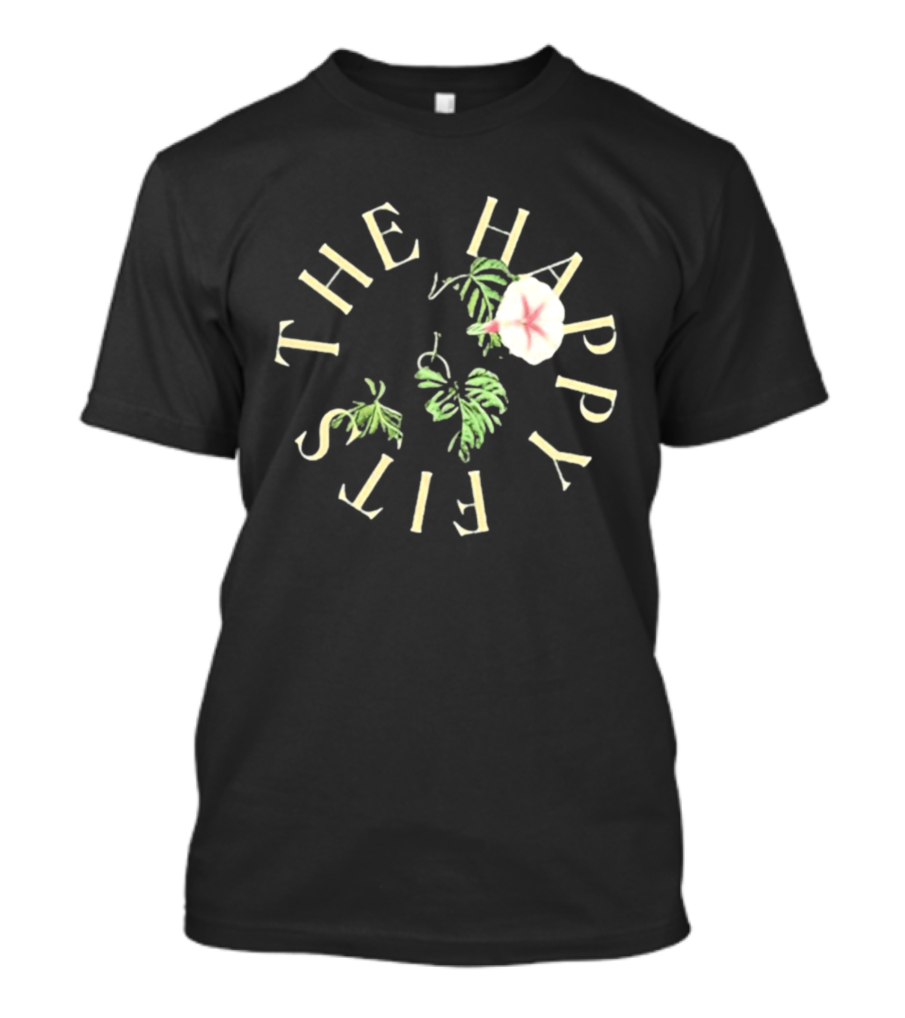 The Happy Fits Morning Glory Band Name Floral Motif T-Shirt