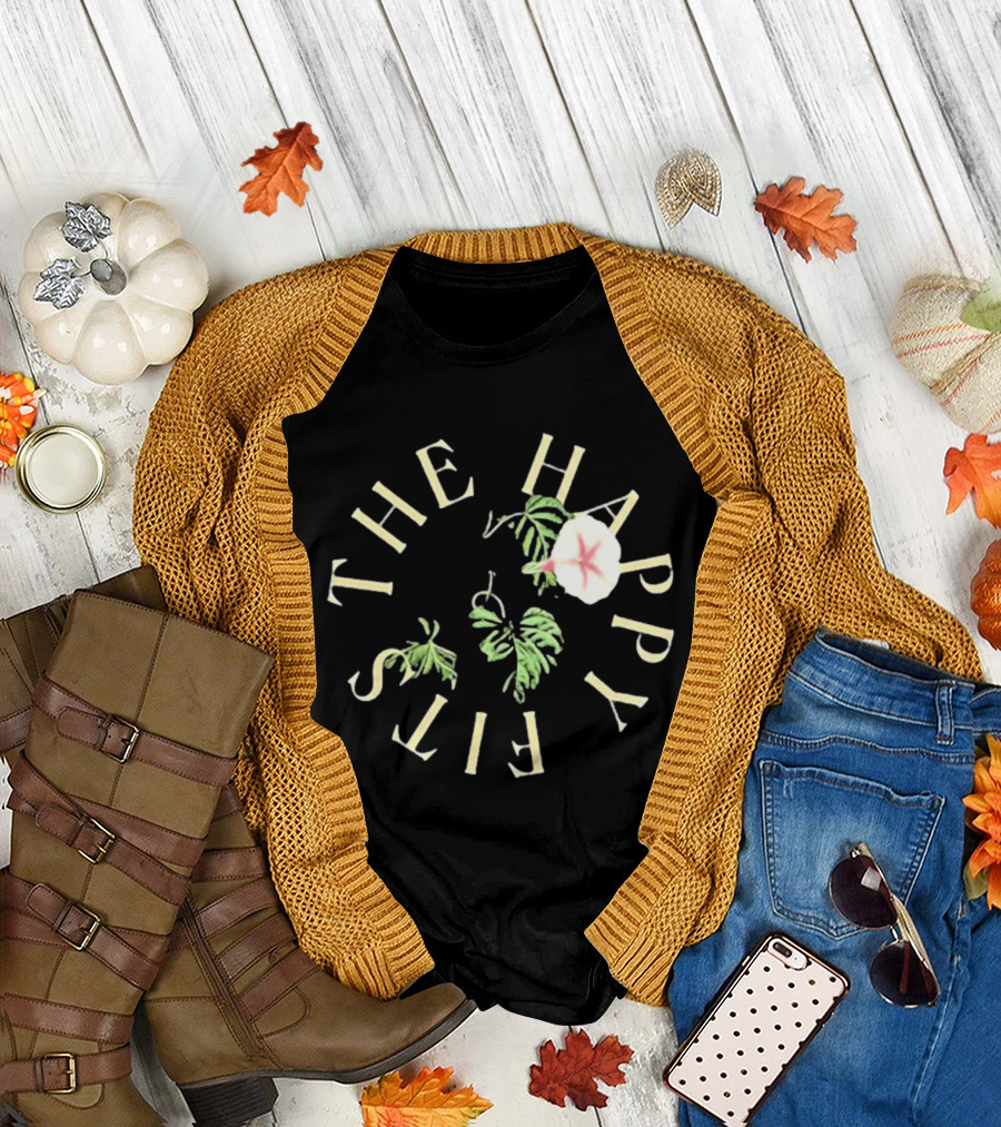 The Happy Fits Morning Glory Band Name Floral Motif T-Shirt