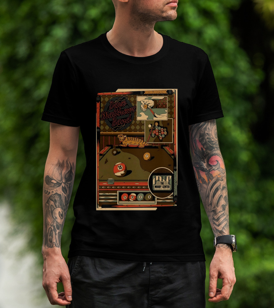 Dave Matthews Band May 11 2026 Pool Table Art The Moody Center Austin TX T-Shirt
