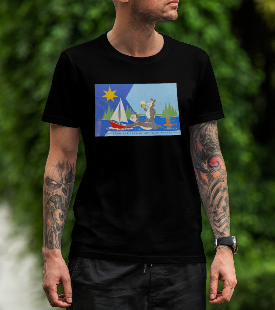 From The Land Of Sky Blue Waters Bears With Boat And Beer T-Shirt