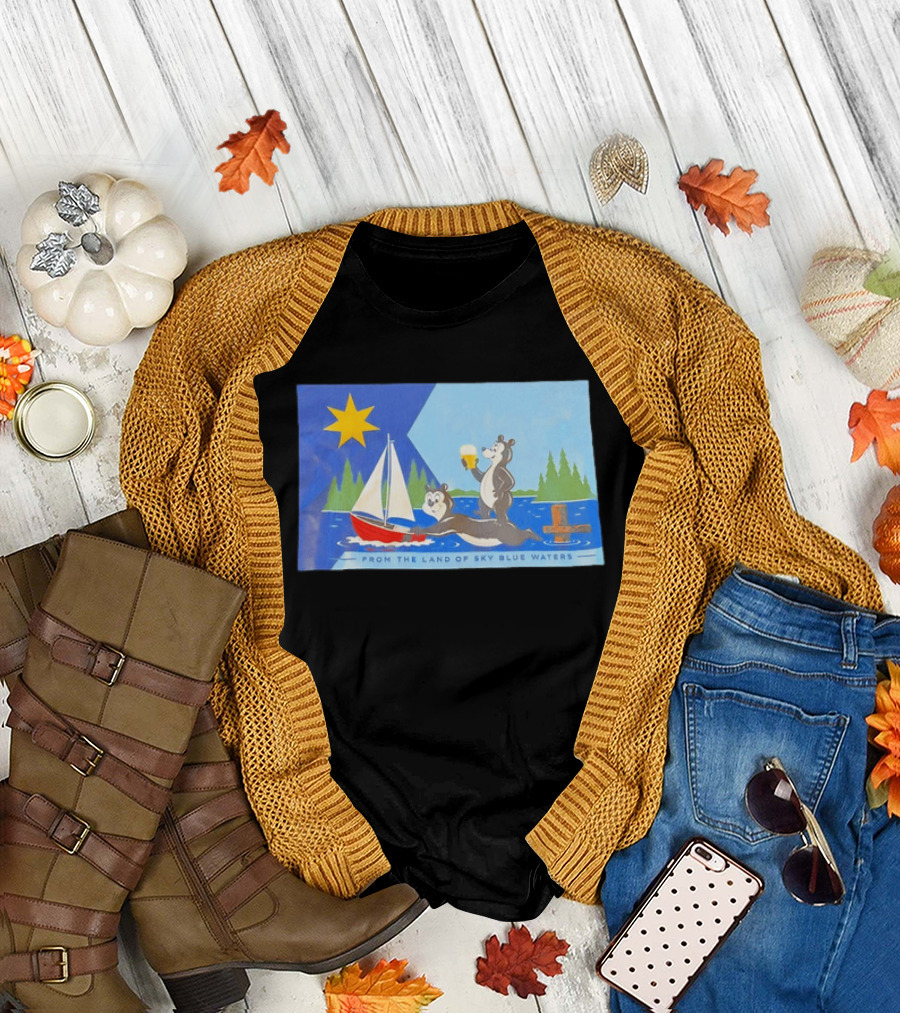 From the Land of Sky Blue Waters Bears with Boat and Beer T-Shirt