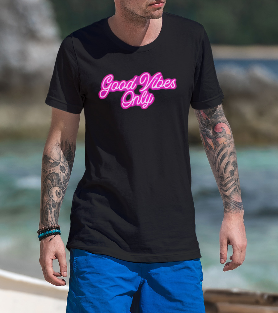 Good Vibes Only Neon Purple Script T-Shirt