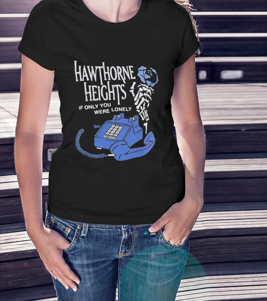 Hawthorne Heights If Only You Were Lonely 20 Years Skeleton With Blue Telephone T-Shirt