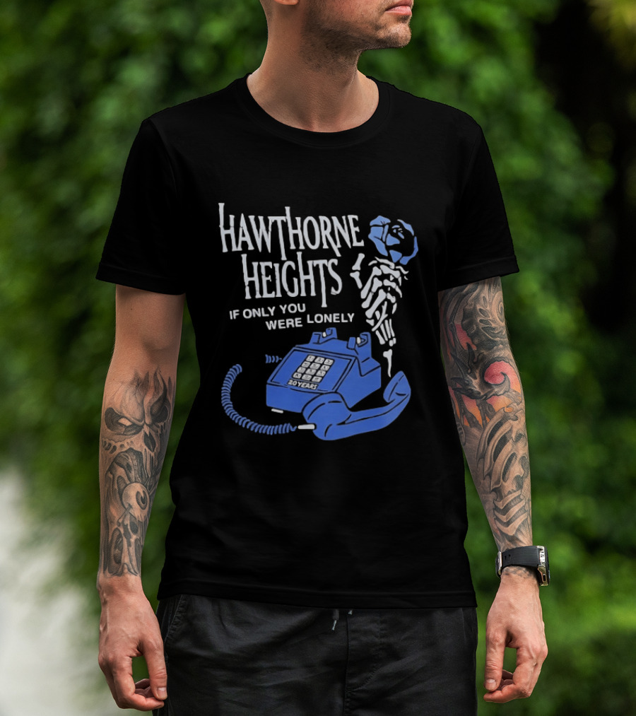 Hawthorne Heights If Only You Were Lonely 20 Years Skeleton With Blue Telephone T-Shirt
