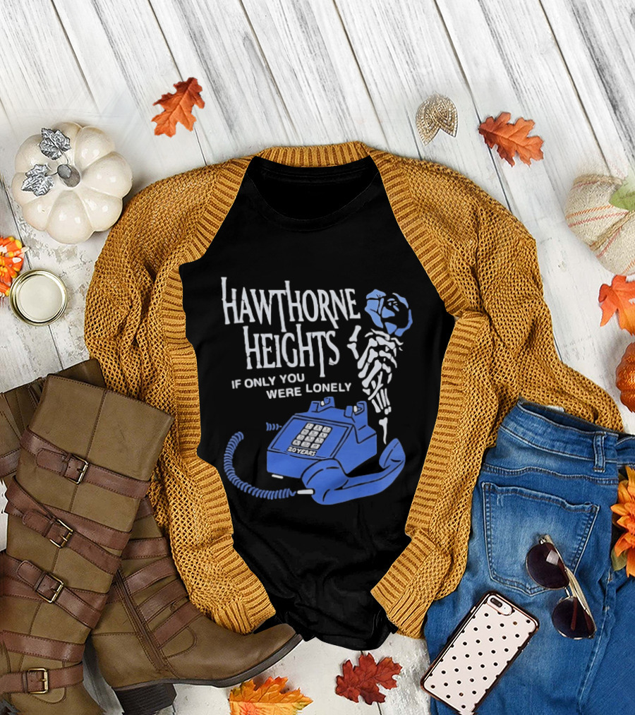 Hawthorne Heights If Only You Were Lonely 20 Years Skeleton with Blue Telephone T-Shirt