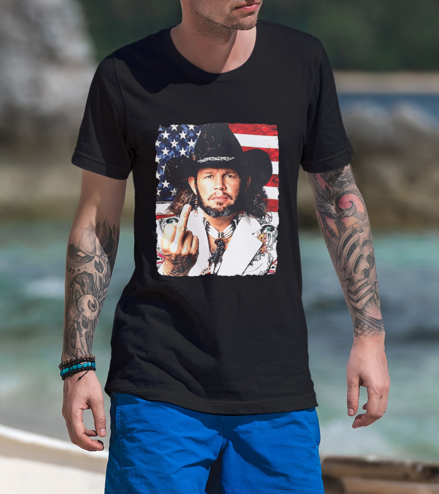 If That Ain't Country David Allan Coe USA Flag Middle Finger T-Shirt