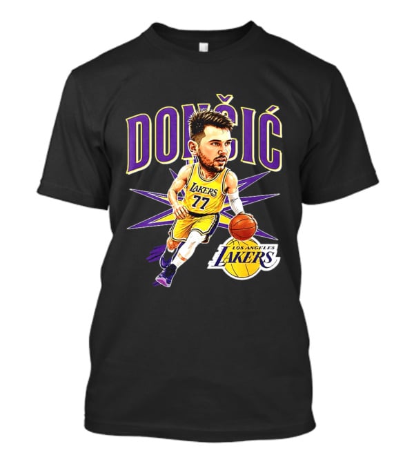 Doncic 77 Los Angeles Lakers NBA 2026 Big Head Basketball Player T-Shirt