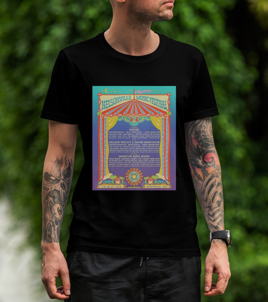Nelsonville Music Festival 20th Anniversary June 18 20 2026 Ohio Featuring Geese And Marcus King Band T-Shirt