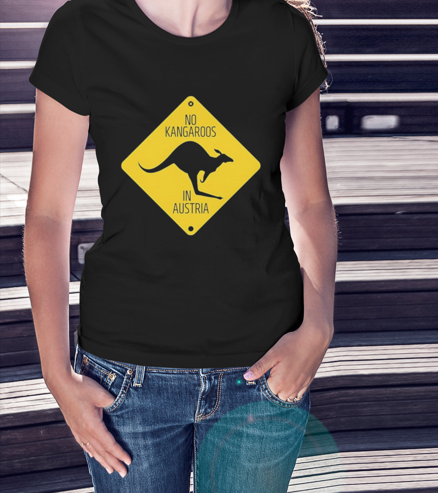 No Kangaroos In Austria Humorous Yellow Sign T-Shirt