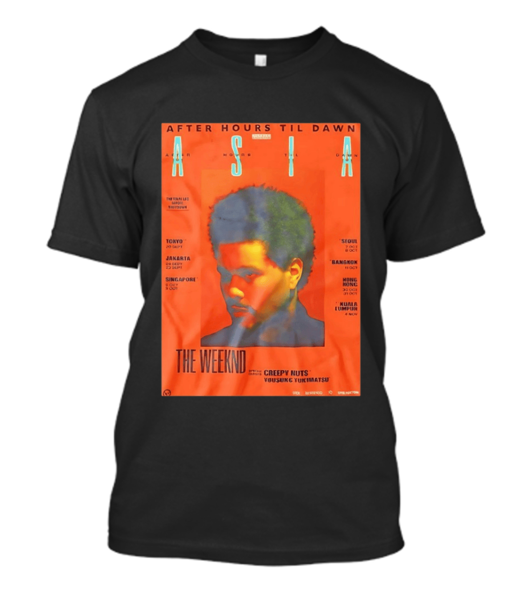 The Weeknd After Hours Til Dawn Asia Tour 2023 Tokyo Jakarta Singapore Seoul Bangkok Hong Kong Kuala Lumpur T-Shirt