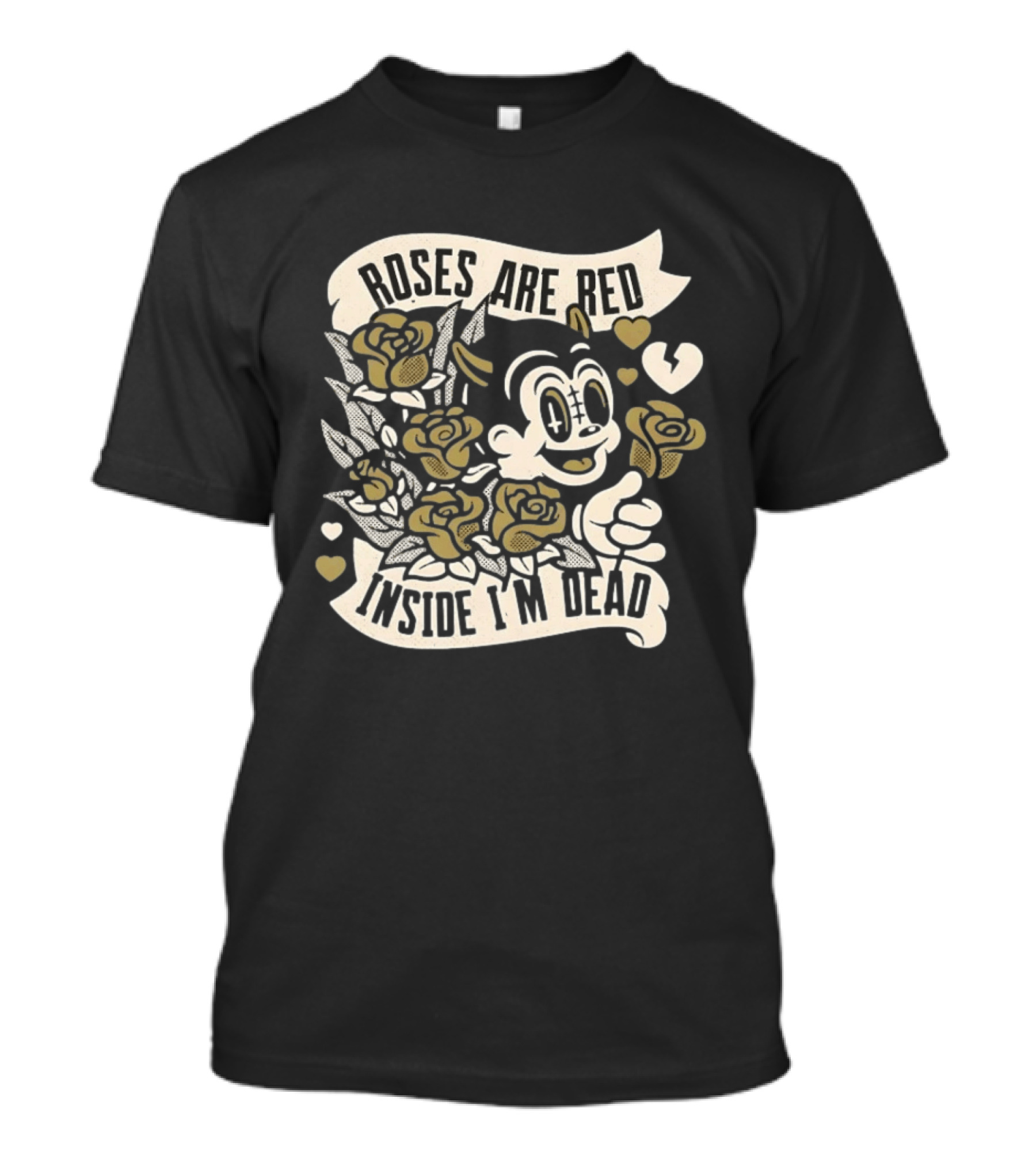 Roses Are Red Inside I'm Dead Cartoon Roses And Heart Characters T-Shirt