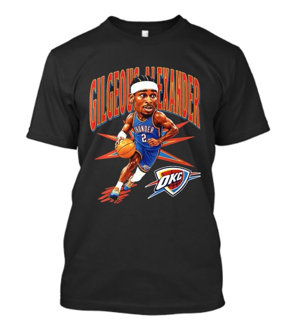 Shai Gilgeous Alexander OKC Thunder Cartoon 2026 Big Head Basketball T-Shirt