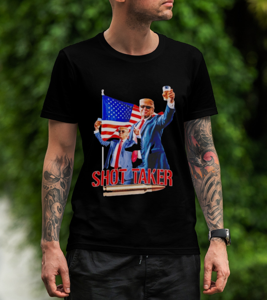 Shot Taker USA President American Flag Beer T-Shirt