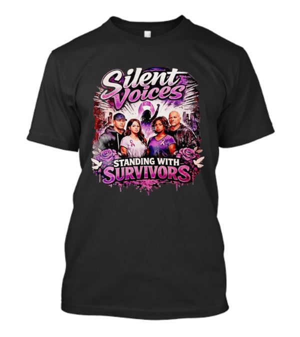 Silent Voices Standing With Survivors Ribbon And Roses Empowerment T-Shirt