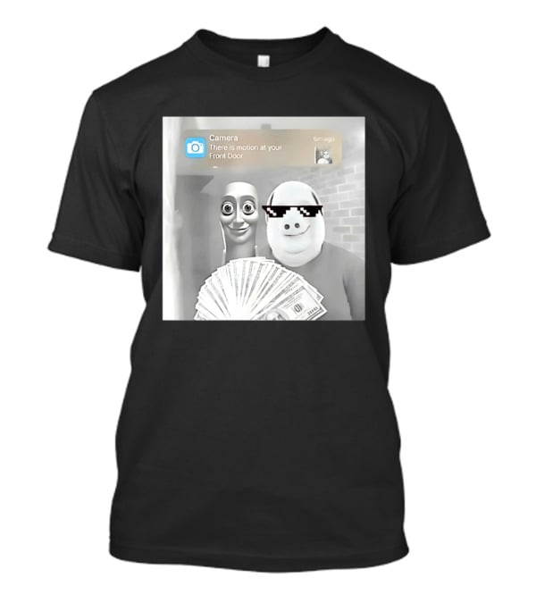 Tung Tung Sahur John Pork Meme With Motion Alert And Money Stack T-Shirt