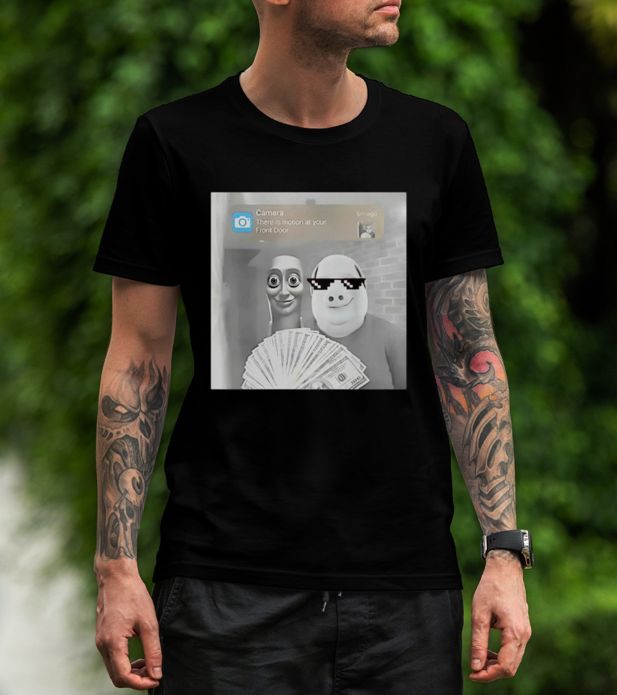 Tung Tung Sahur John Pork Meme With Motion Alert And Money Stack T-Shirt