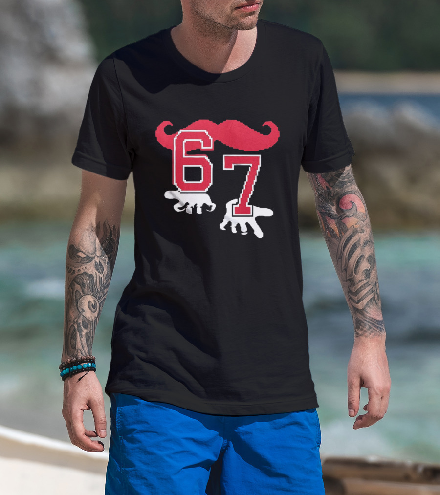 Cincinnati Reds Baseball 67 Red Mustache T-Shirt