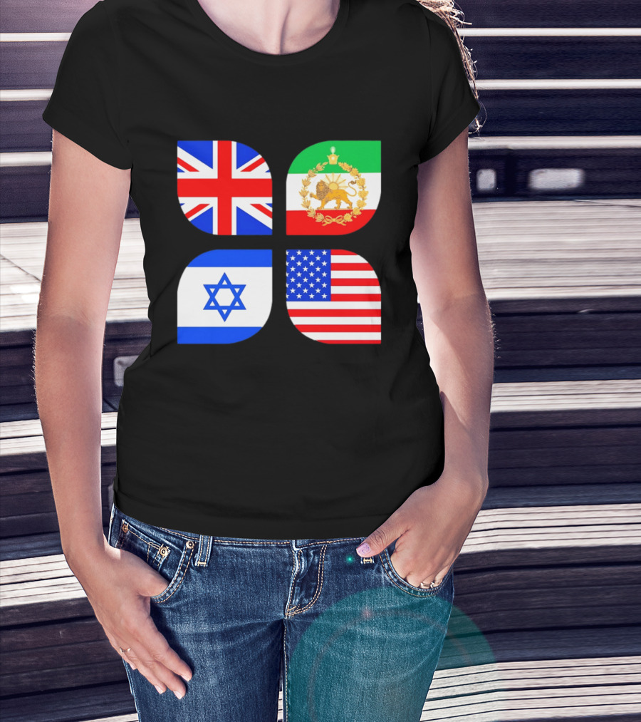 Union Jack British Flag Iranian Lion Israel Star USA Stars And Stripes Flags T-Shirt