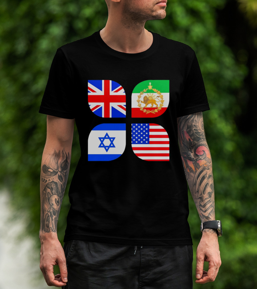 Union Jack British Flag Iranian Lion Israel Star USA Stars And Stripes Flags T-Shirt