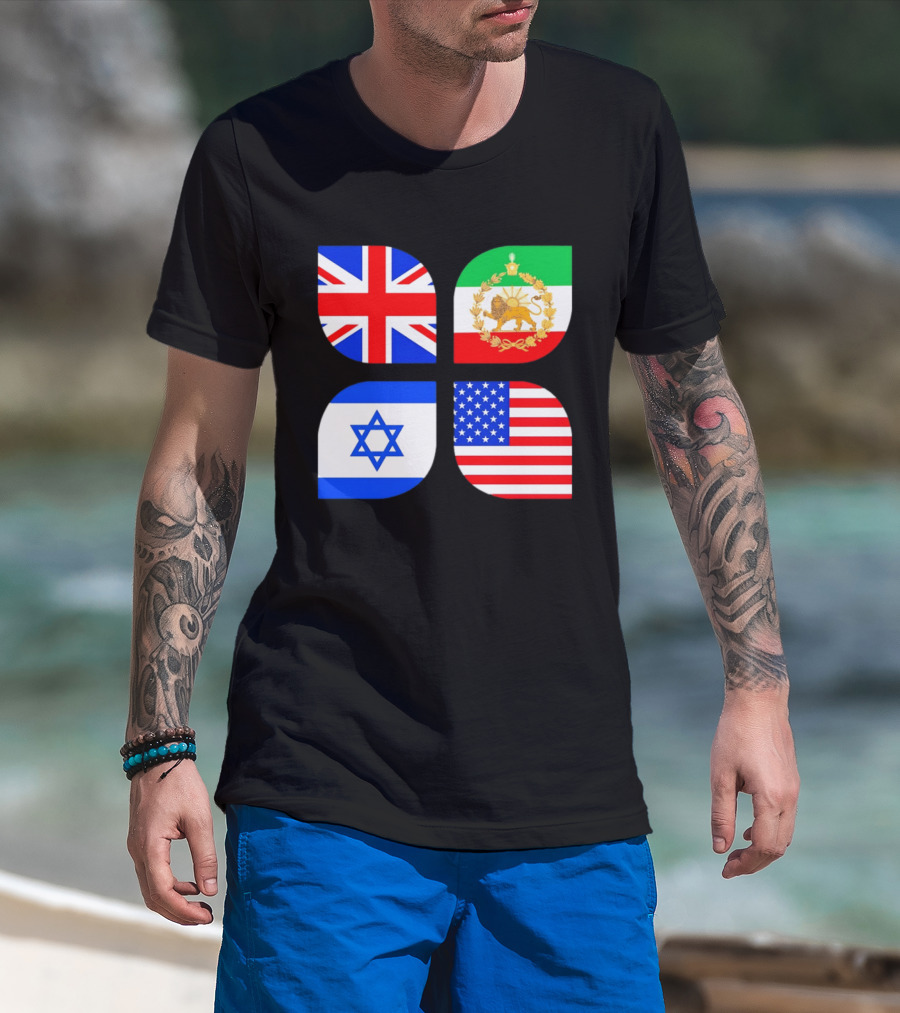 Union Jack British Flag Iranian Lion Israel Star USA Stars And Stripes Flags T-Shirt
