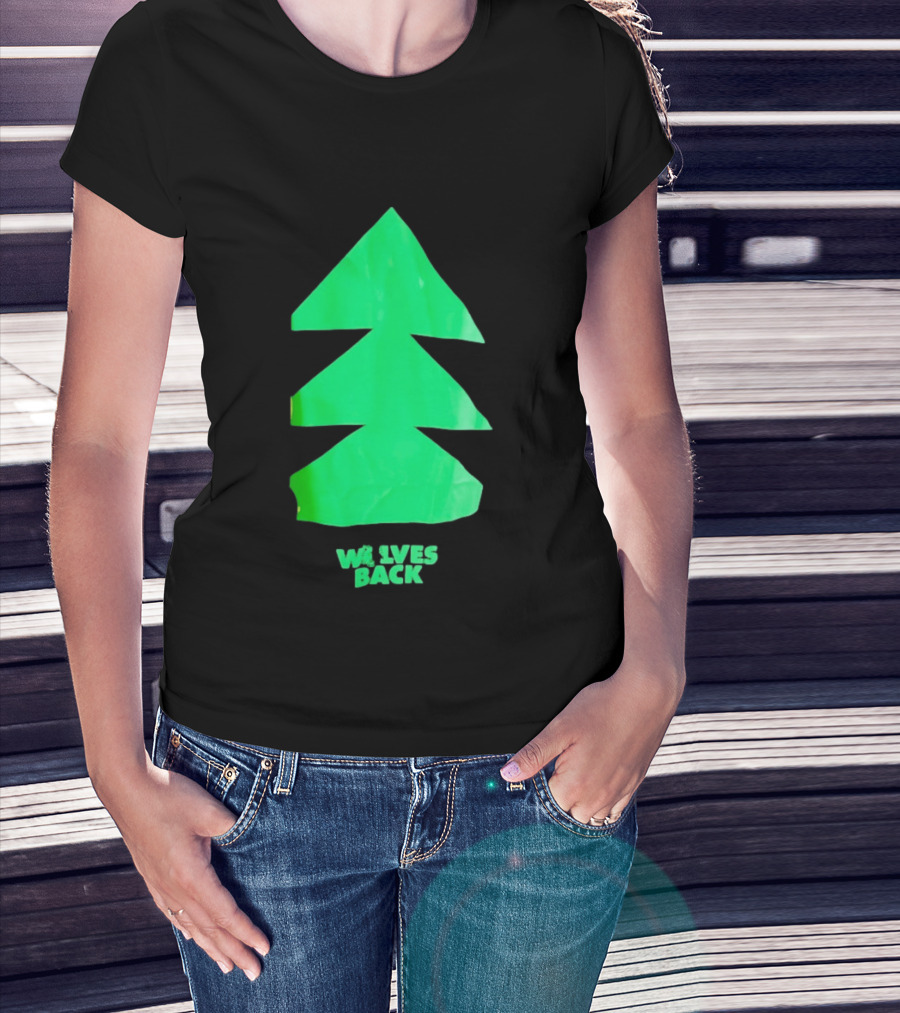 Wolves Back Tree Green Triangular Shapes T-Shirt