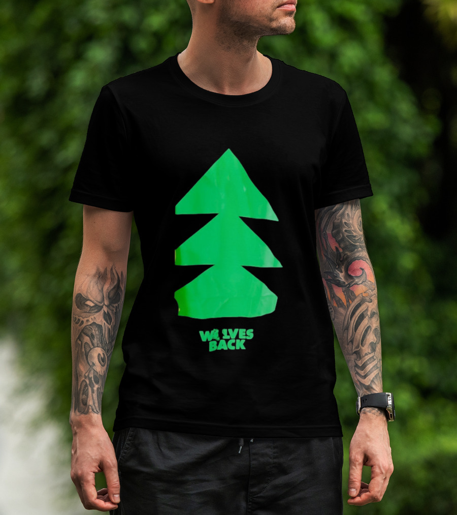 Wolves Back Tree Green Triangular Shapes T-Shirt