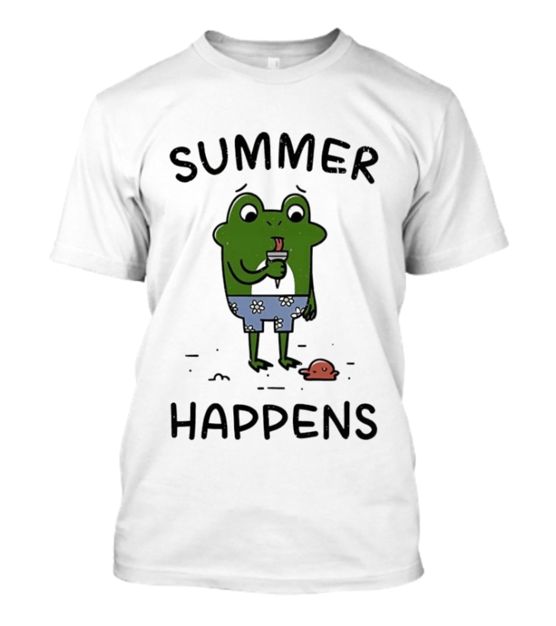 Frog Enjoying Ice Cream Summer Happens Fun Scene T-Shirt