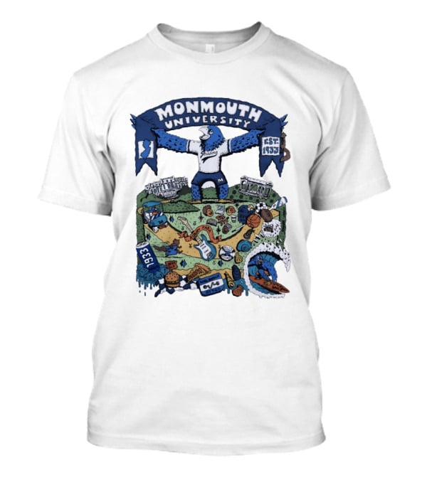 Monmouth University Julia Gash Shadow The Seahawk Est 1933 Campus Landmarks And Sports Motifs T-Shirt