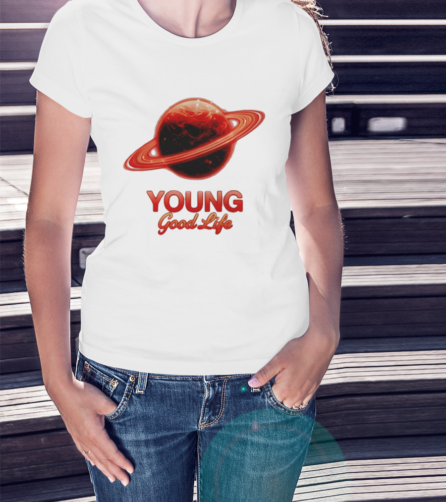 Young Good Life Red Planet Rings T-Shirt