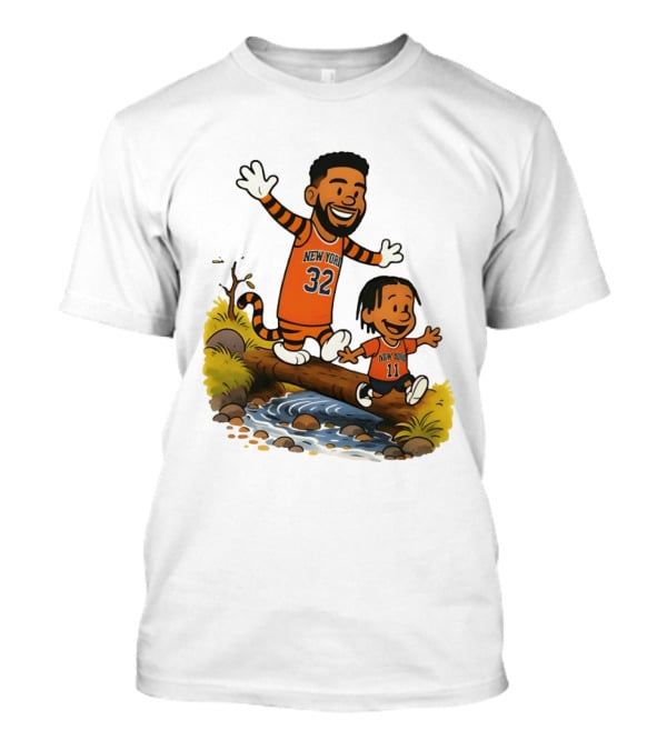 Calvin And Hobbes Crossover Karl Anthony Towns Jalen Brunson New York Knicks Basketball T-Shirt