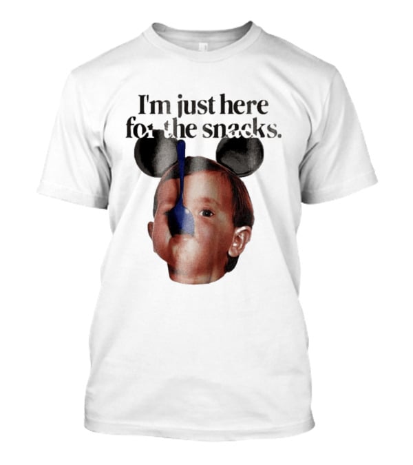 I'm Just Here For The Snacks Mickey Shaped Ears Spoon Face T-Shirt