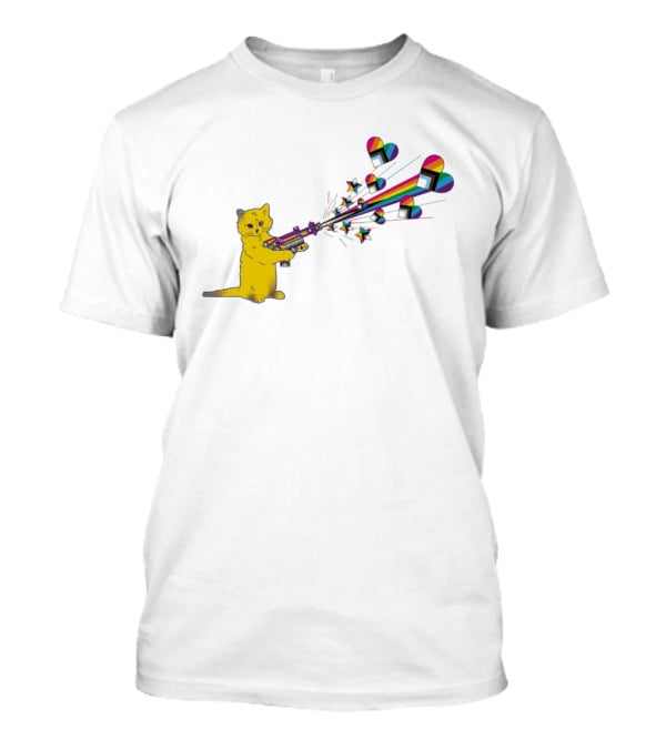 Gary The Cat Pew Pew Rainbow Laser Guns Pride T-Shirt
