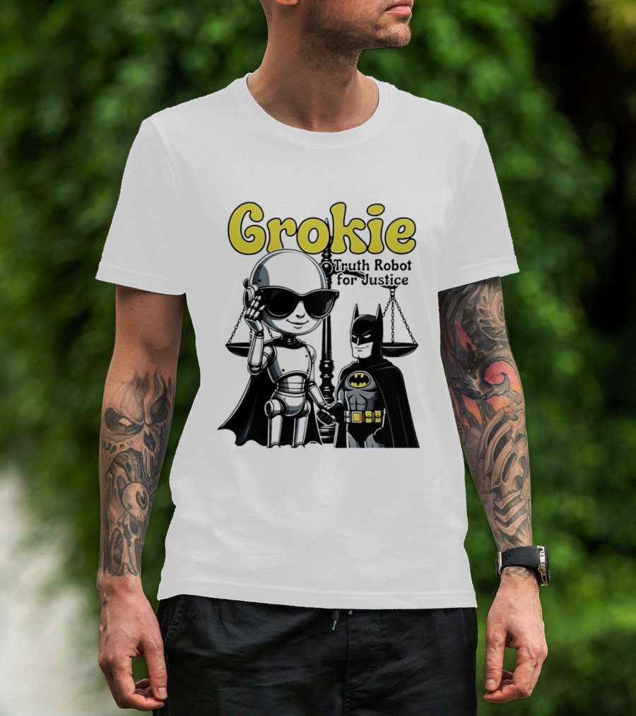 Grokie Batman Truth Robot For Justice Scales T-Shirt